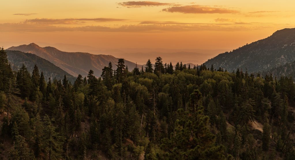 Scenic California San Bernardino National Forest Mountains at sunset