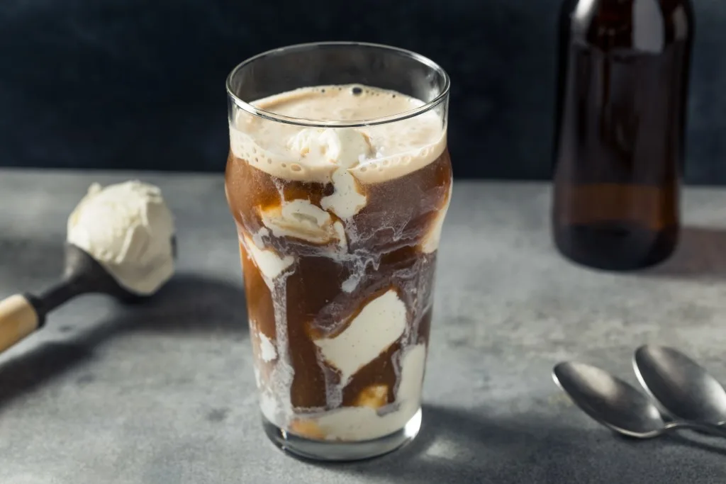 Rootbeer float on table