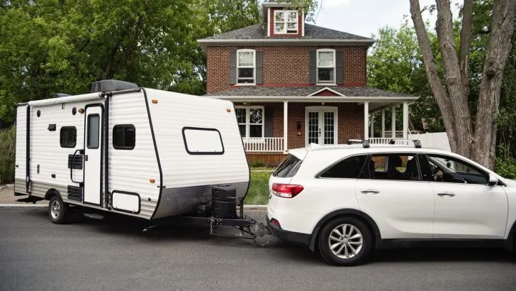 RV in front of house
