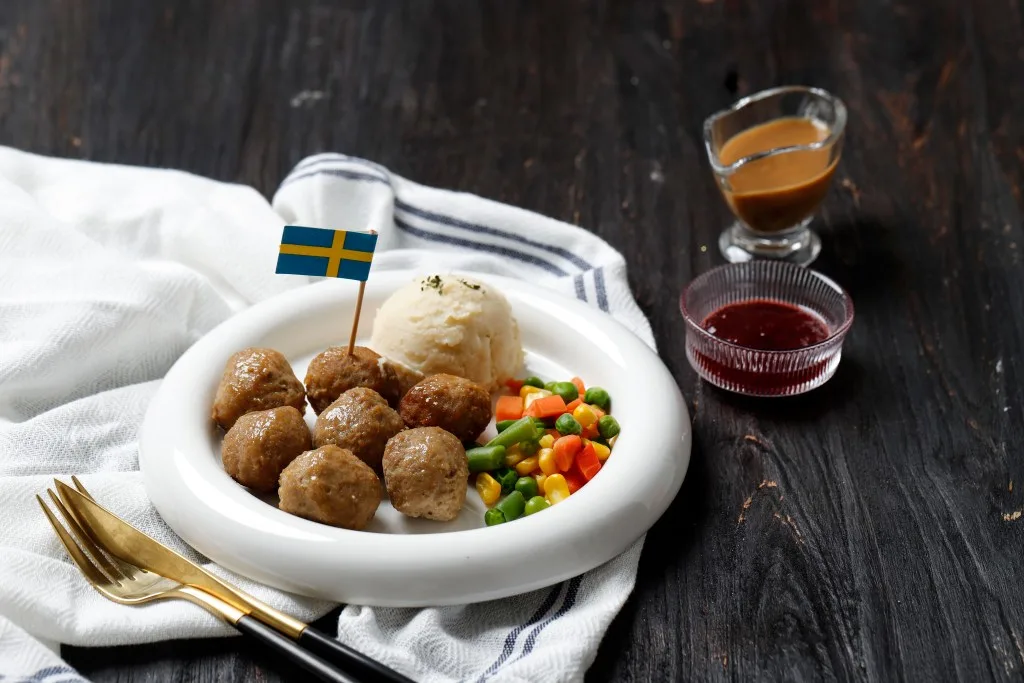 IKEA meatballs with Swedish flag 