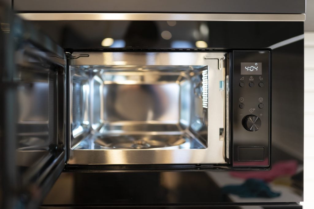Inside of an RV microwave