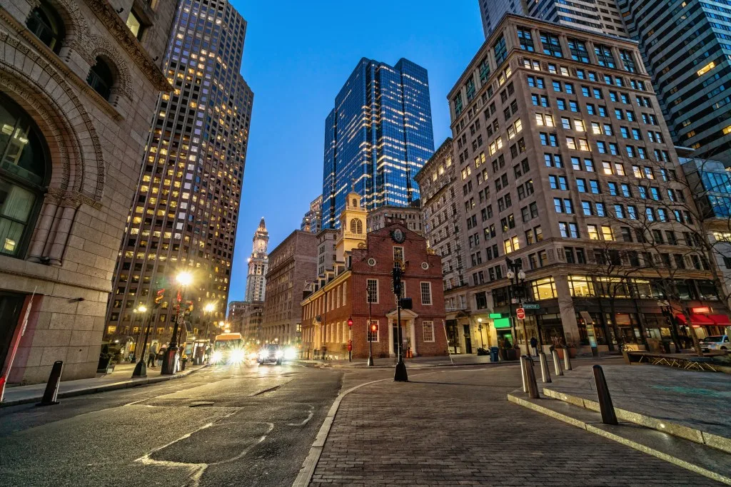 Boston street at night