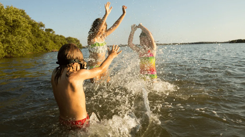 Kids playing in Lake Michigan