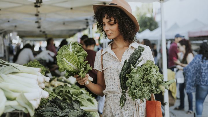 Woman shopping at the Original Farmers Market in Los Angeles