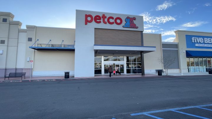 A photo of the outside of a Petco store.