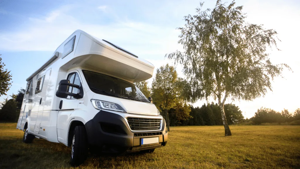 RV parked at campsite