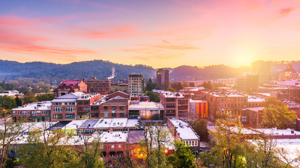 Asheville, North Carolina at sunrise 