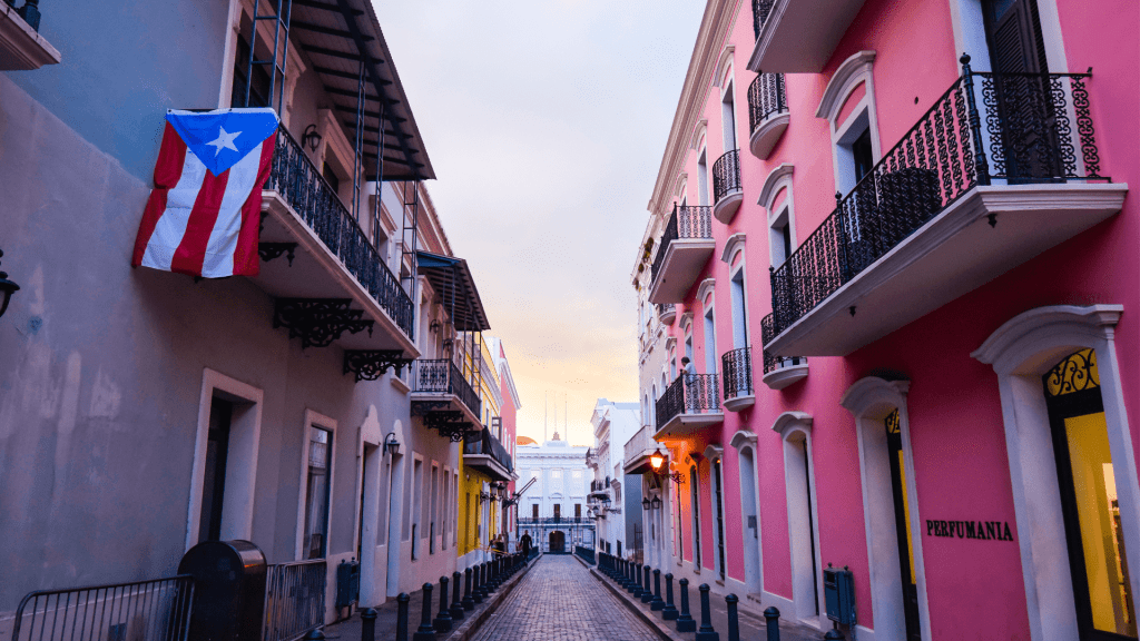 Streets of San Juan, Puerto Rico at sunrise