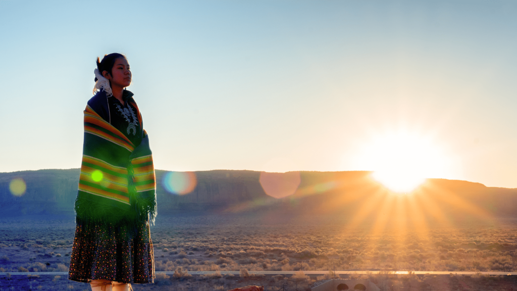 Native American woman on reservation