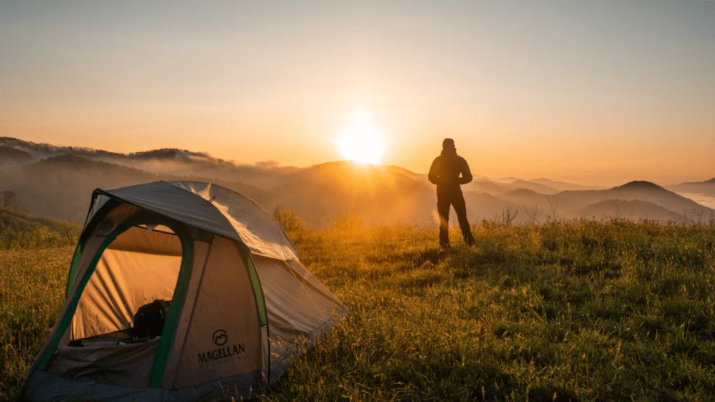 Watching sunrise while camping