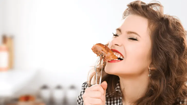 Woman eating southern food