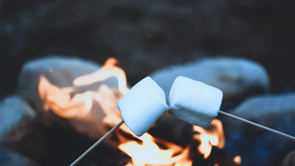 Close up of marshmallows being roasted