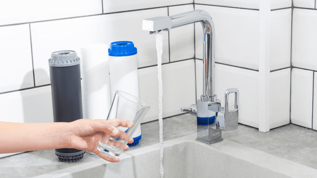 Getting a glass of water from water filter