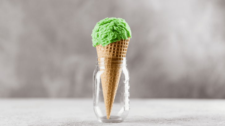 Ice cream cone in glass