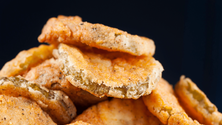 Close up of fried pickles