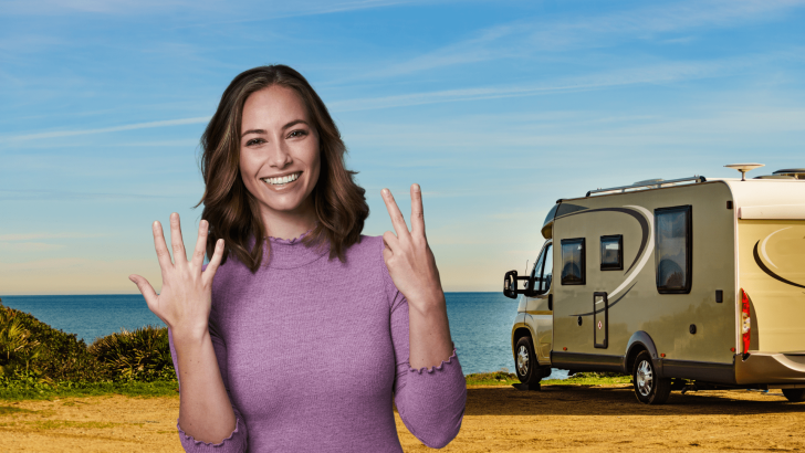 RV woman holding up 7 fingers