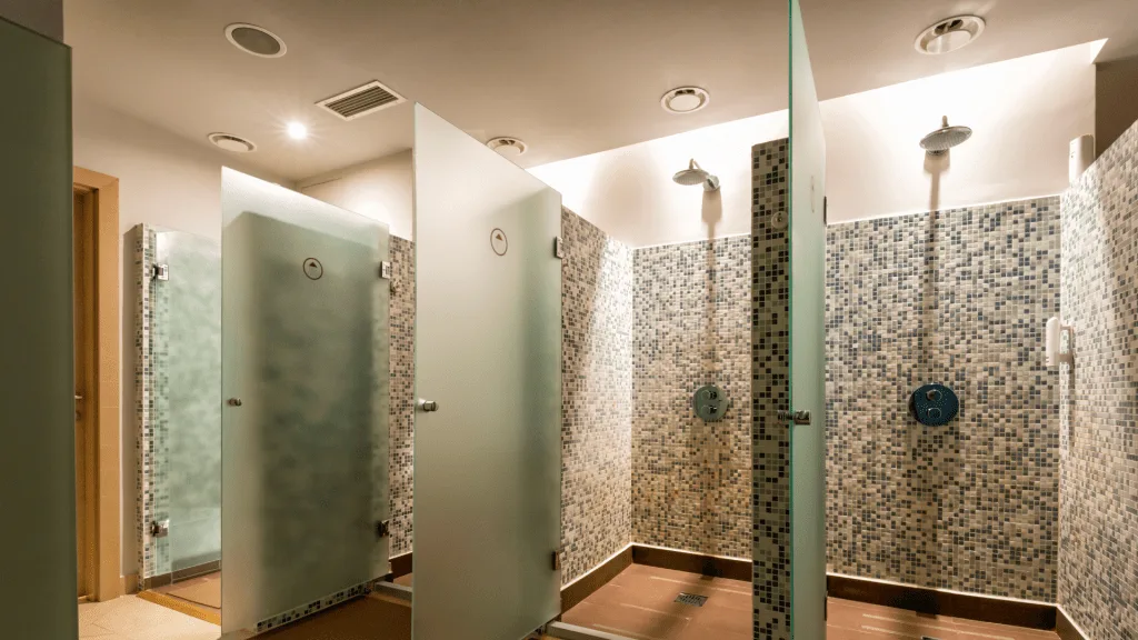 Interior of gym showers