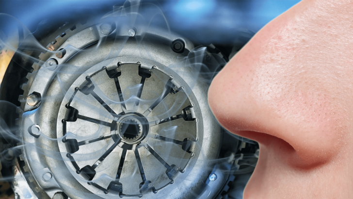 Man smelling burnt clutch