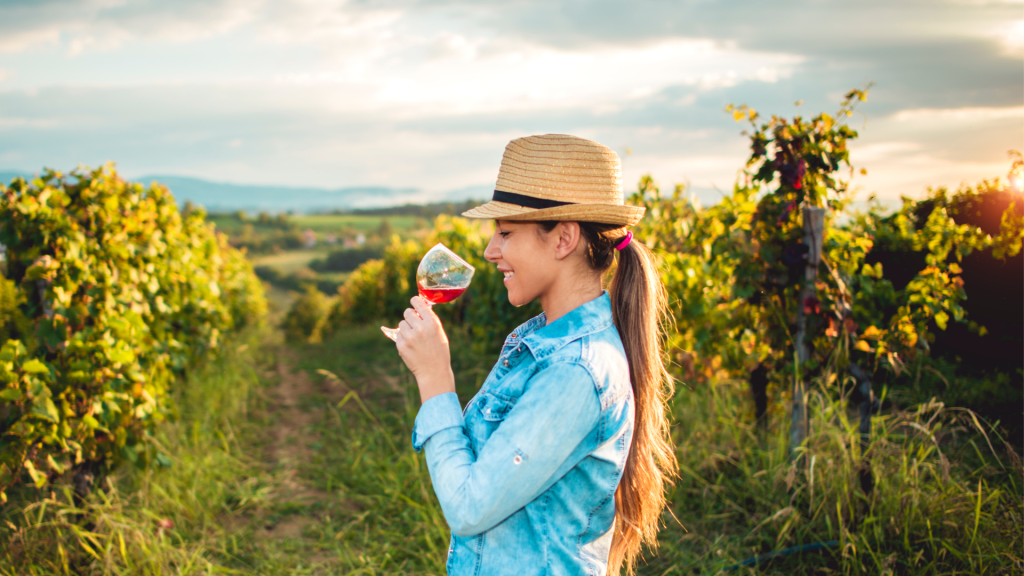 Woman wine tasting in the Finger Lakes