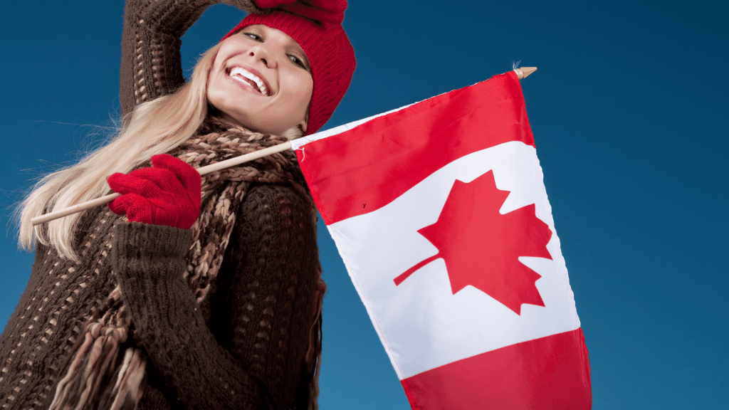 Woman with Canadian flag