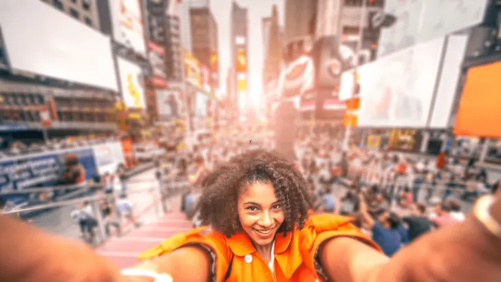 Woman in Times Square
