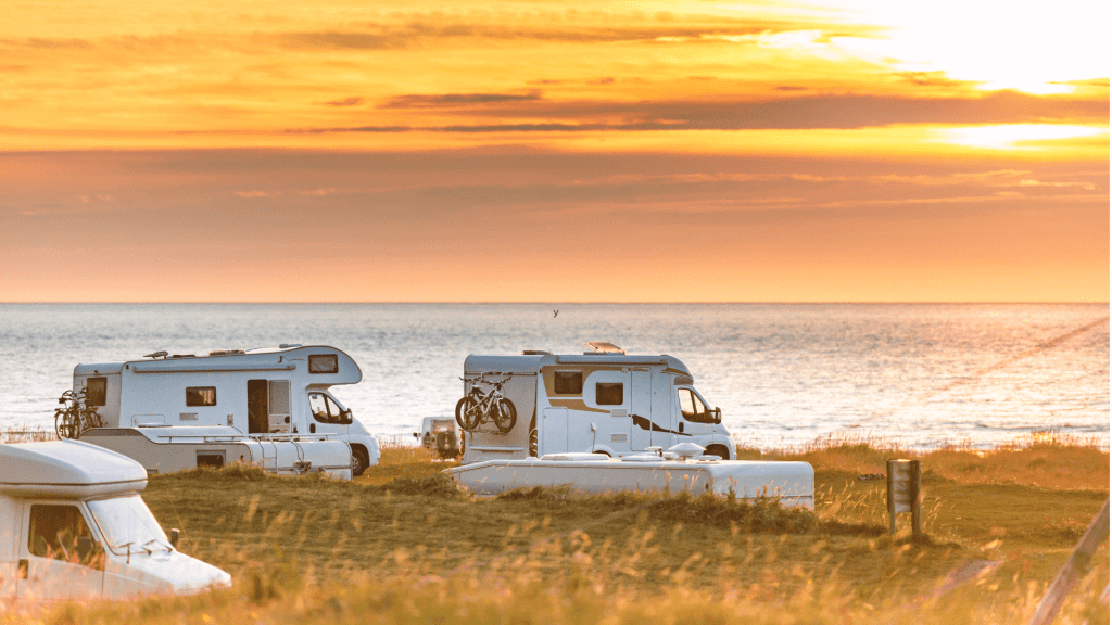 RVs parked in sun