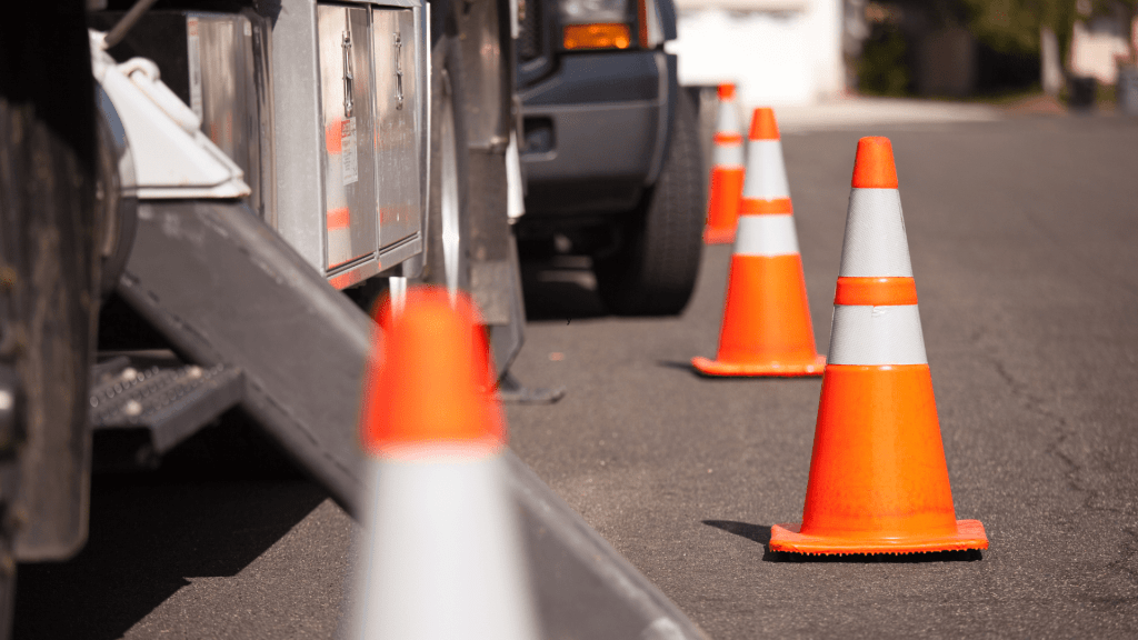 Driving through construction cones