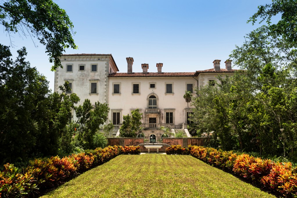 Image of the garden and the architecture of the Vizcaya Museum and Gardens located in Biscayne Bay in Miami, Florida, where many movies are filmed.