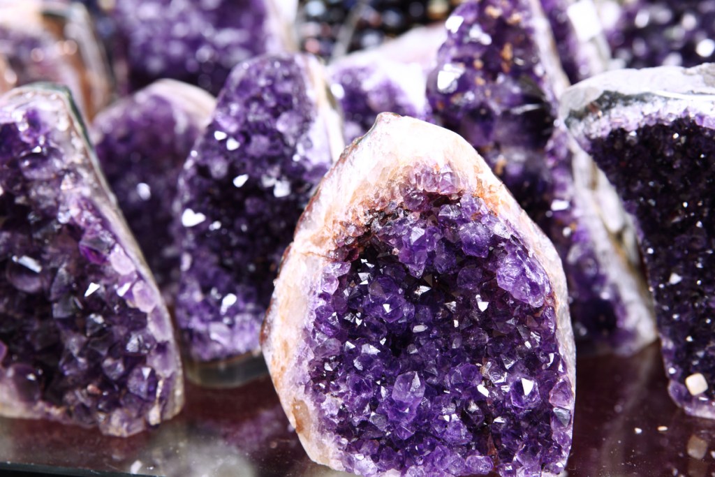 Brilliant purple geodes similar to what you'll find at the Shrine of the Grotto of the Redemption