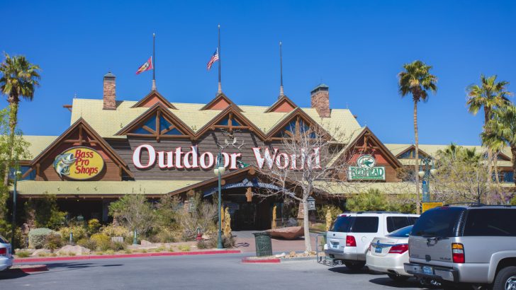 The Bass Pro Shops storefront in Las Vegas, which looks similar to the one in Pearl, Mississippi.