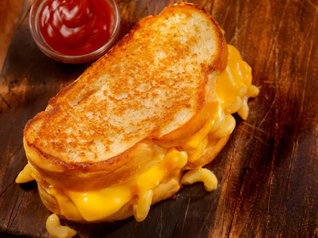 Grilled Macaroni and Cheese Sandwich is certainly a guilty pleasure in Chicago/ photographed on Hasselblad H3D2-39mb Camera