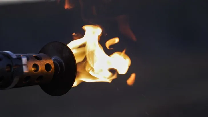 A Flamethrower Shoots Fire.