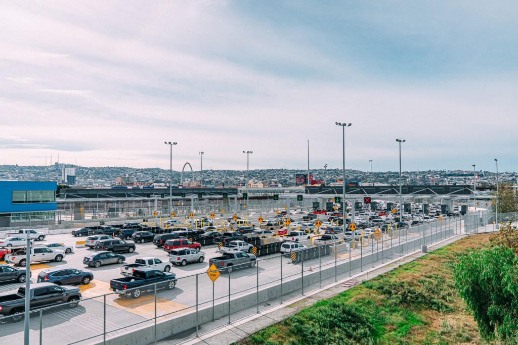 Drivers in Cars Waiting in Line to Cross the US-Mexico border at San Ysidro. Bring your patience. The lines can be very long at many of the US-Mexico border crossings.