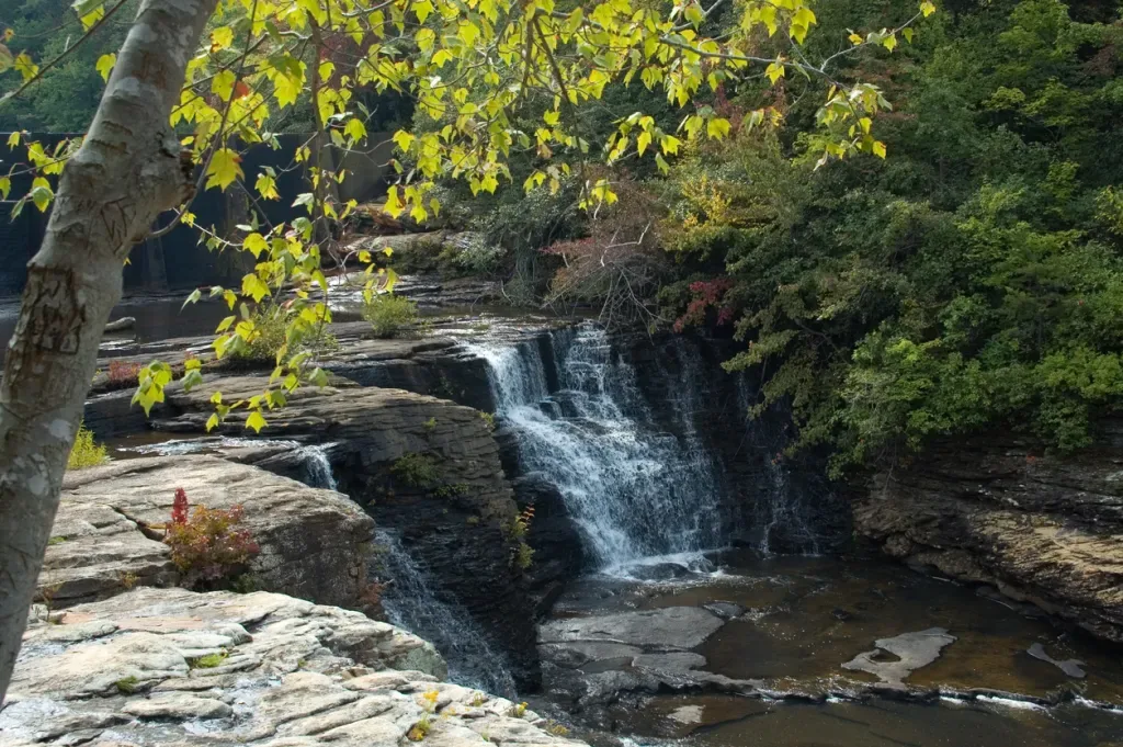 DeSoto Falls on Little River in Alabama. DeSoto State Park is one of Alabama's many beautiful state parks.