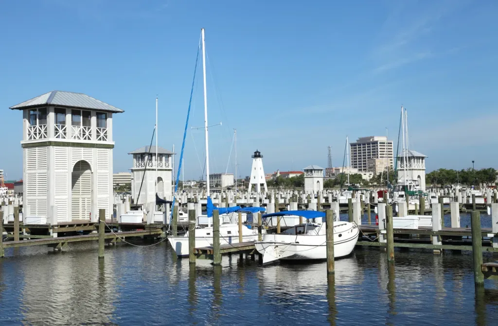 The Gulfport marina. Gulfport is an excellent day trip from New Orleans.
