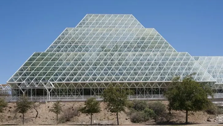 The rainforest glass pyramid at Biosphere 2