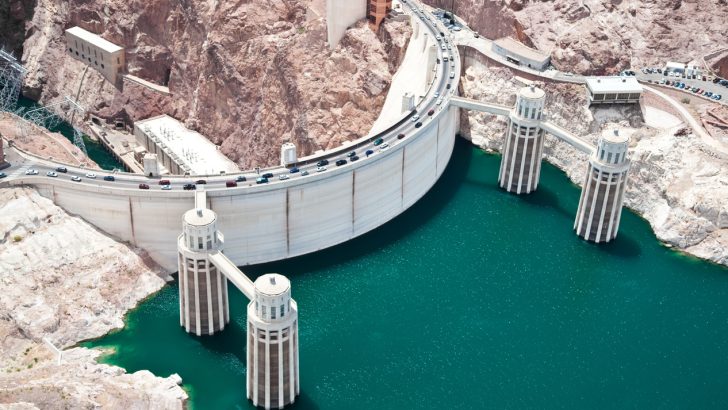 Aerial View of the Hoover Dam and Lake Mead