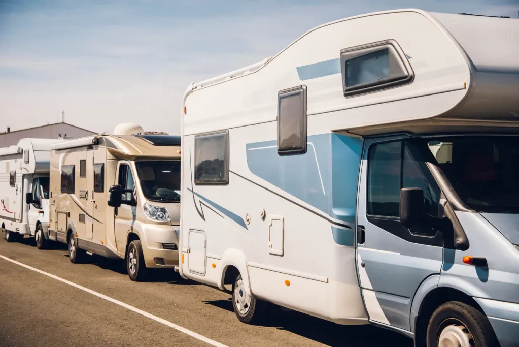Mobile homes in a row. Long waits are one of the RV service industry's flaws.