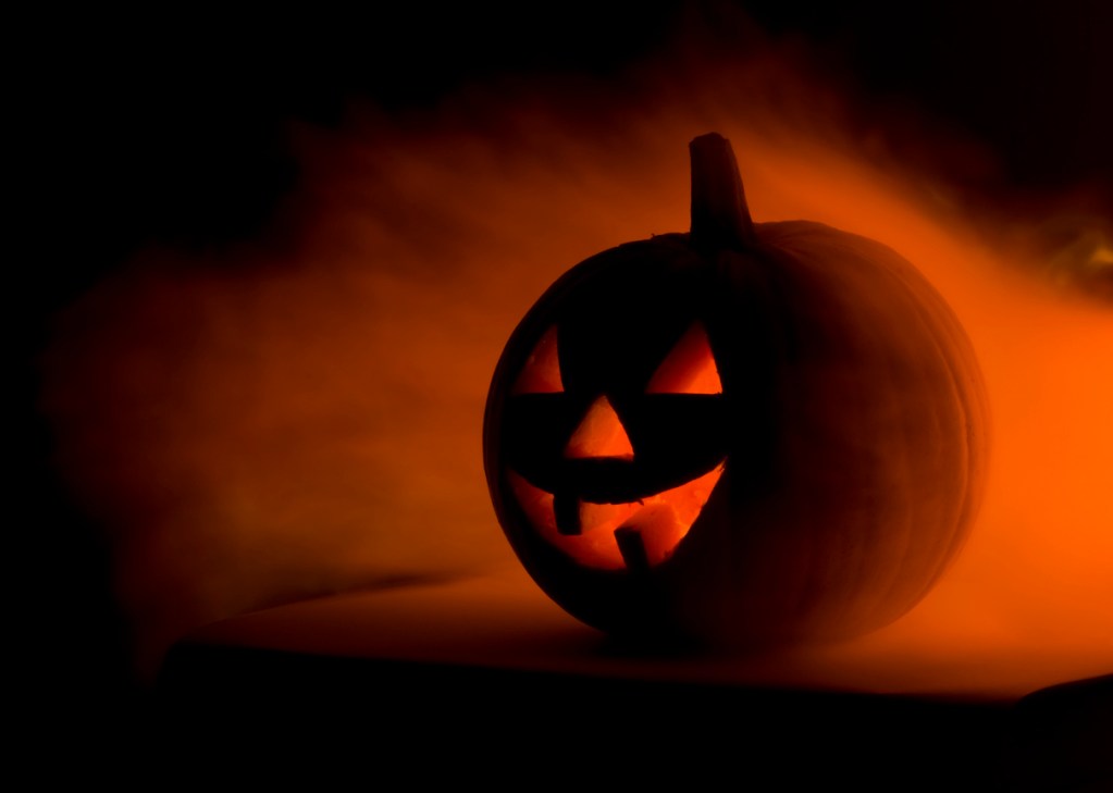 Photo of a lighted pumpkin. We're pretty sure the Spook Light isn't a glowing Jack O'Lantern.