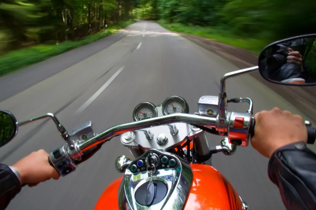 A motorcycle potentially towing a camper