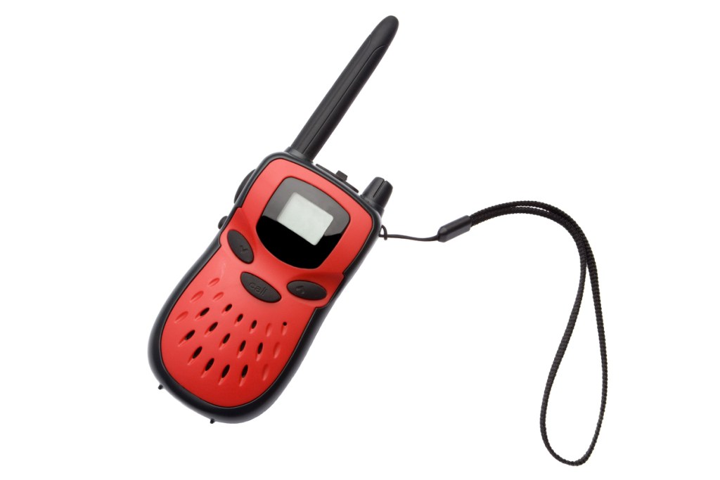 A red two-way radio