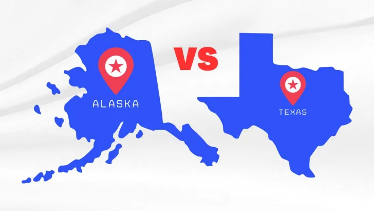 Graphics of Texas and Alaska - which one is bigger?