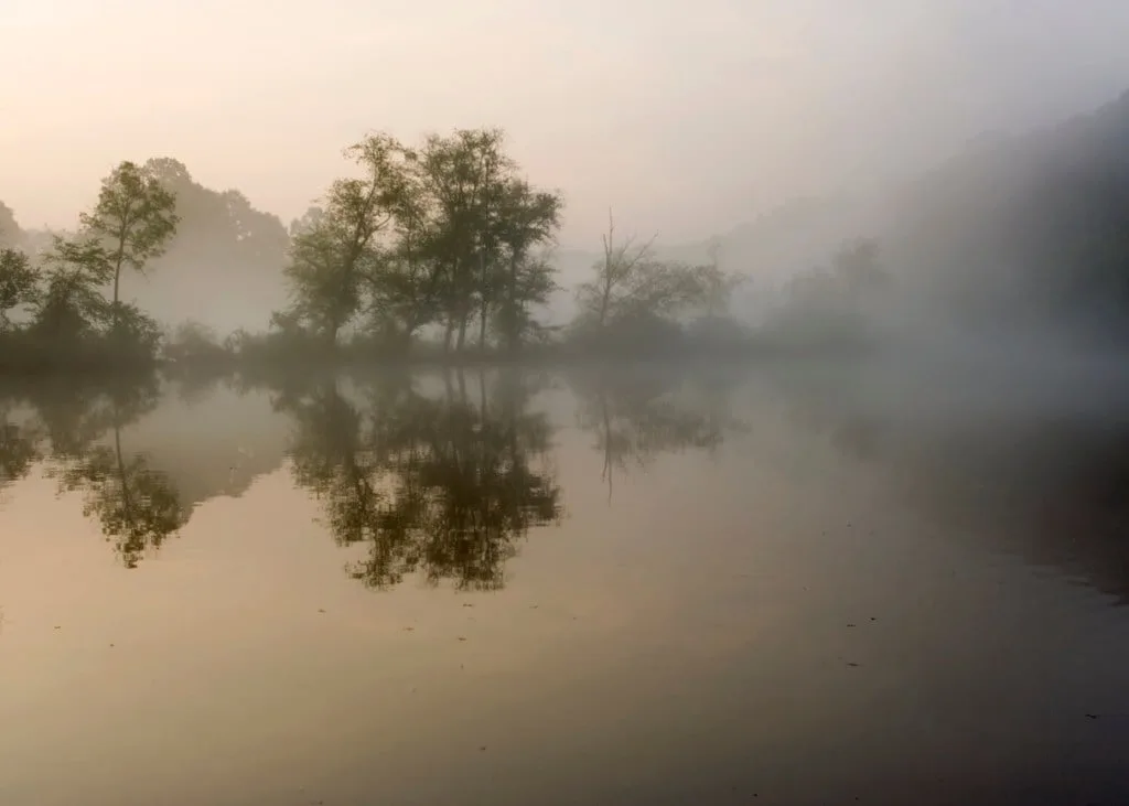 Beautiful Chattahoochee River in the early morning, Roswell, Georgia.
