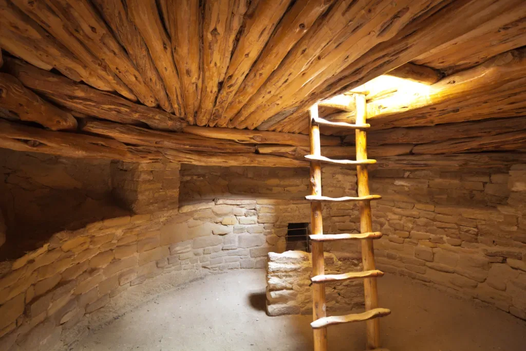 Interior of a kiva at Mesa Verde National Park