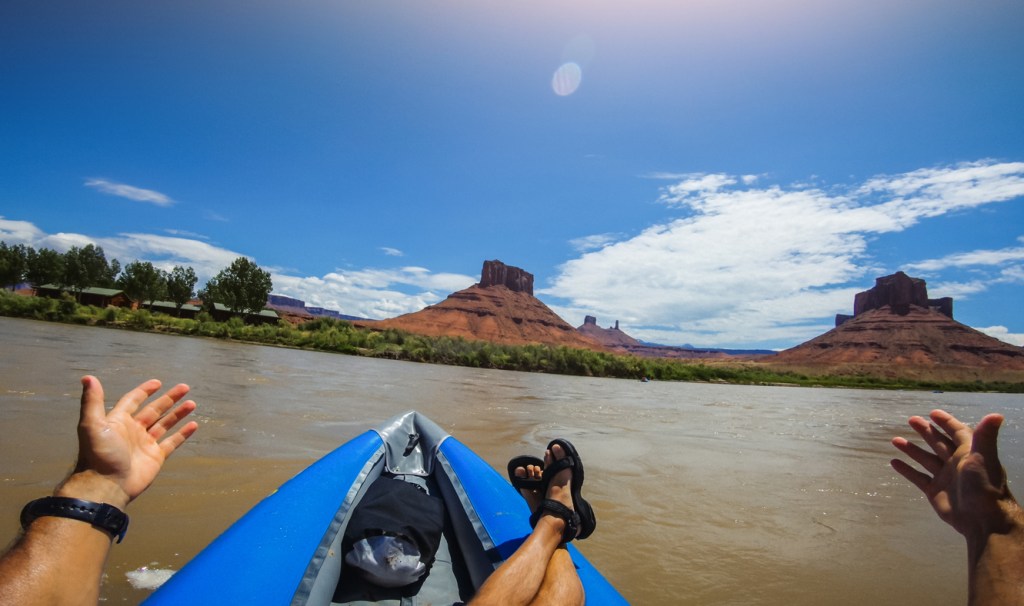 Rafting or kayaking in the Colorado river is a great free thing to do in Moab