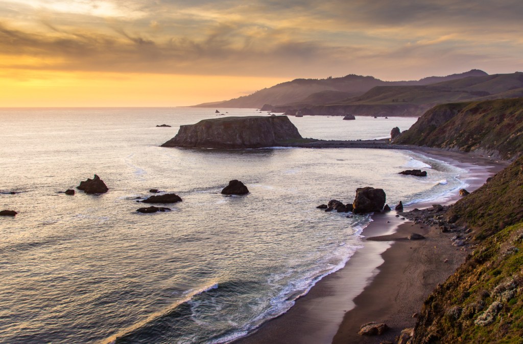 Sunset at Blind Beach and Goat Rock in Sonoma Coast State Park