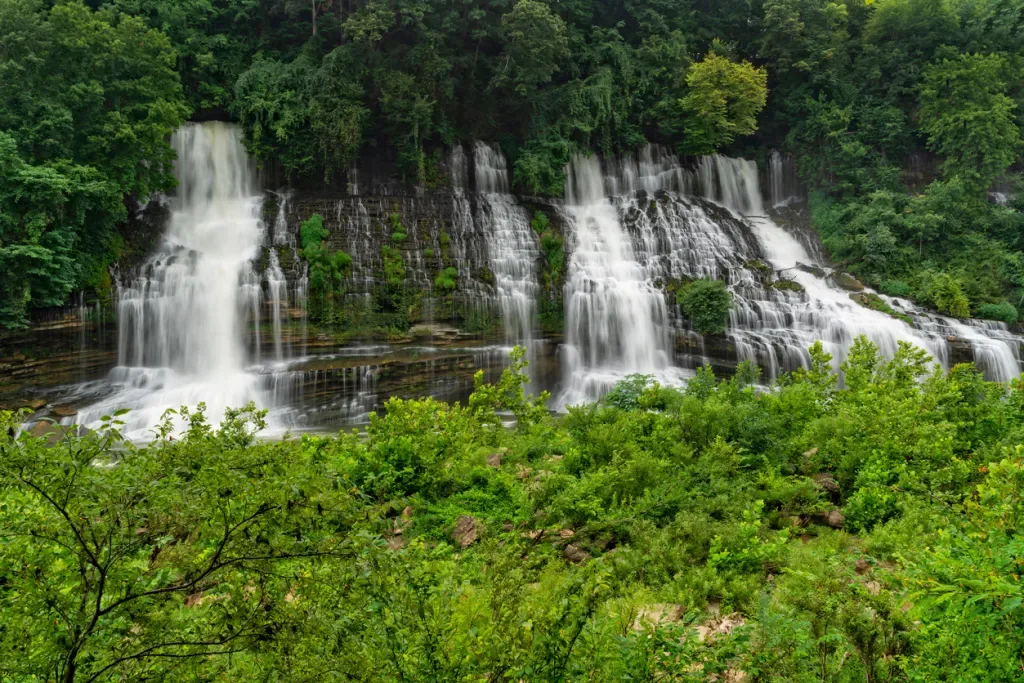 Twin Falls At Rock Island State Park In Tennessee.