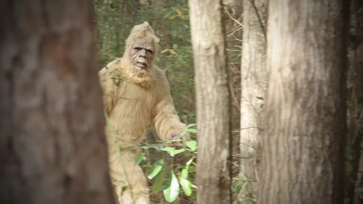 Bigfoot, a famous cryptid in the national park system, lurks in the forest.