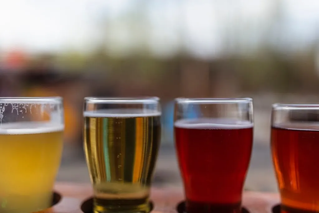 A flight of four beers, just like you might find along the Bend Ale Trail.