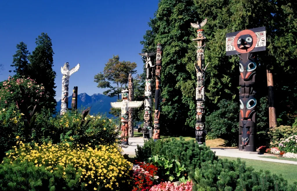 Totem poles in Stanley Park, one of Vancouver's ultimate travel destinations.